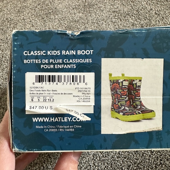 Hatley Kids Dino Shiny Rain Boots - Size 6 New In Box - Picture 6 of 6